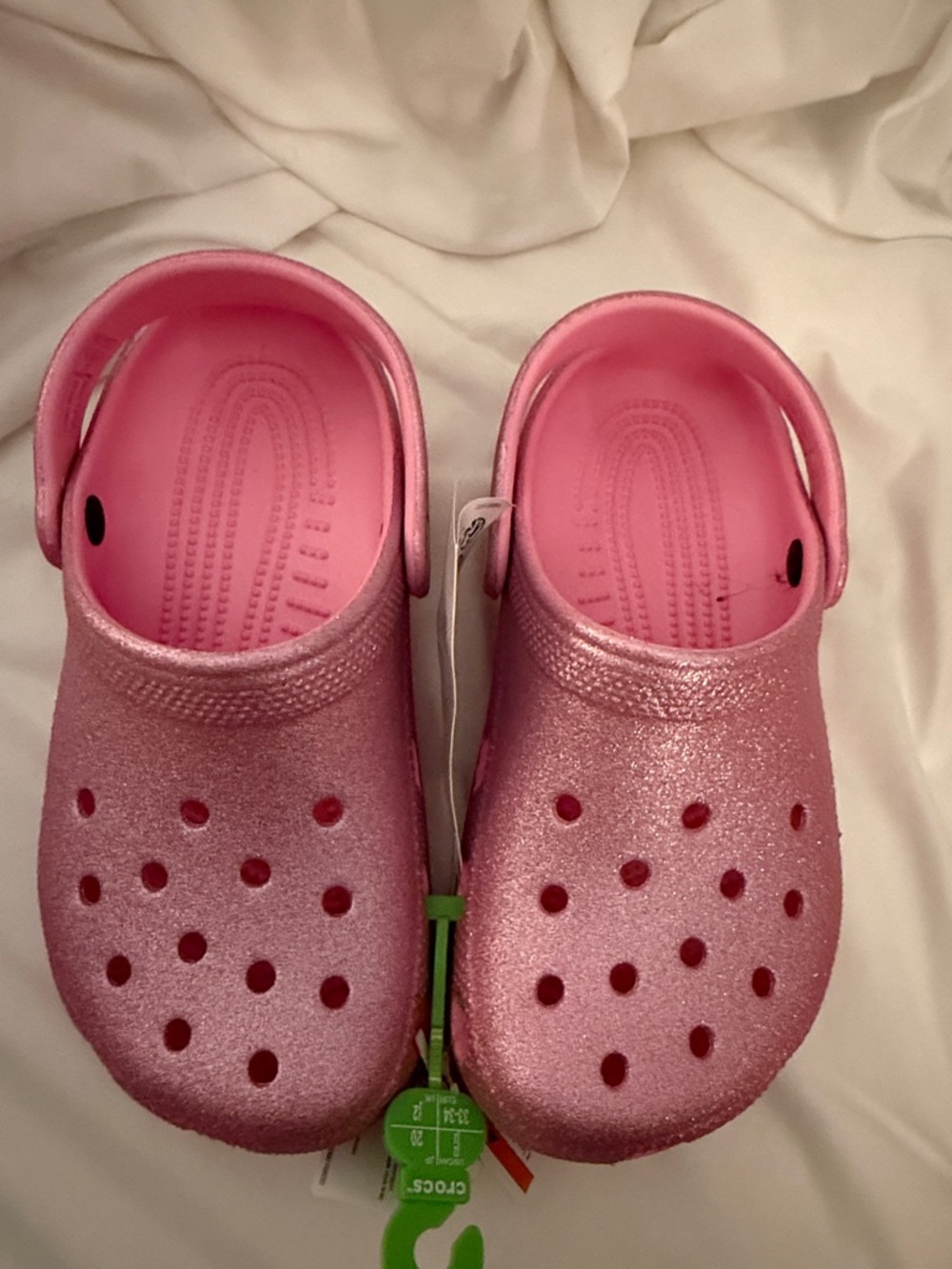 CROCS GIRLS PINK GLITTER - SIZE 2 NWT
